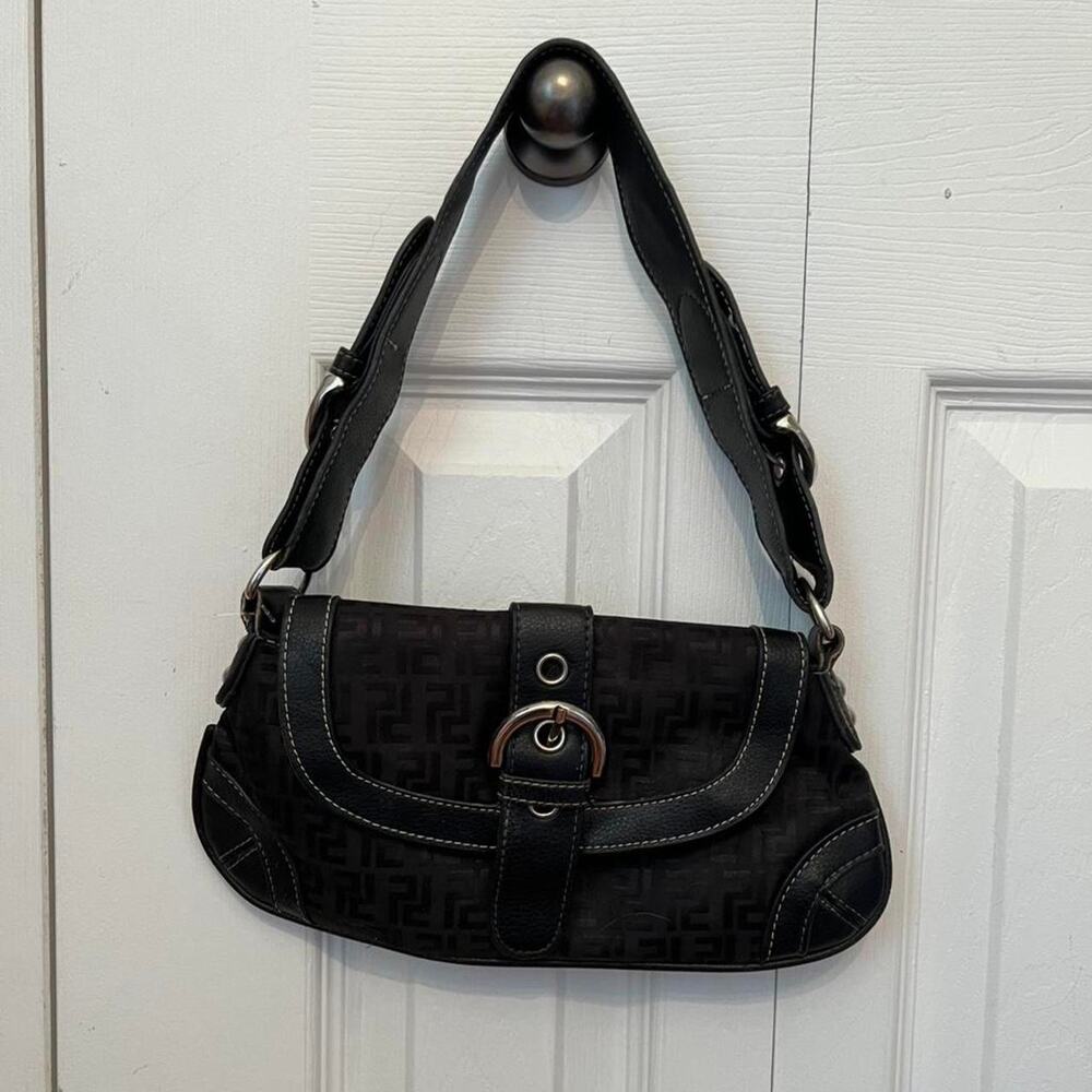Black small leather monogram shoulder